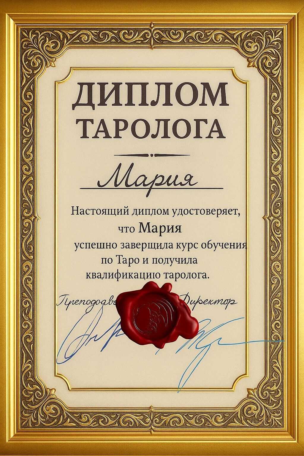 Диплом Таролога Марии Диплом Таролога Марии